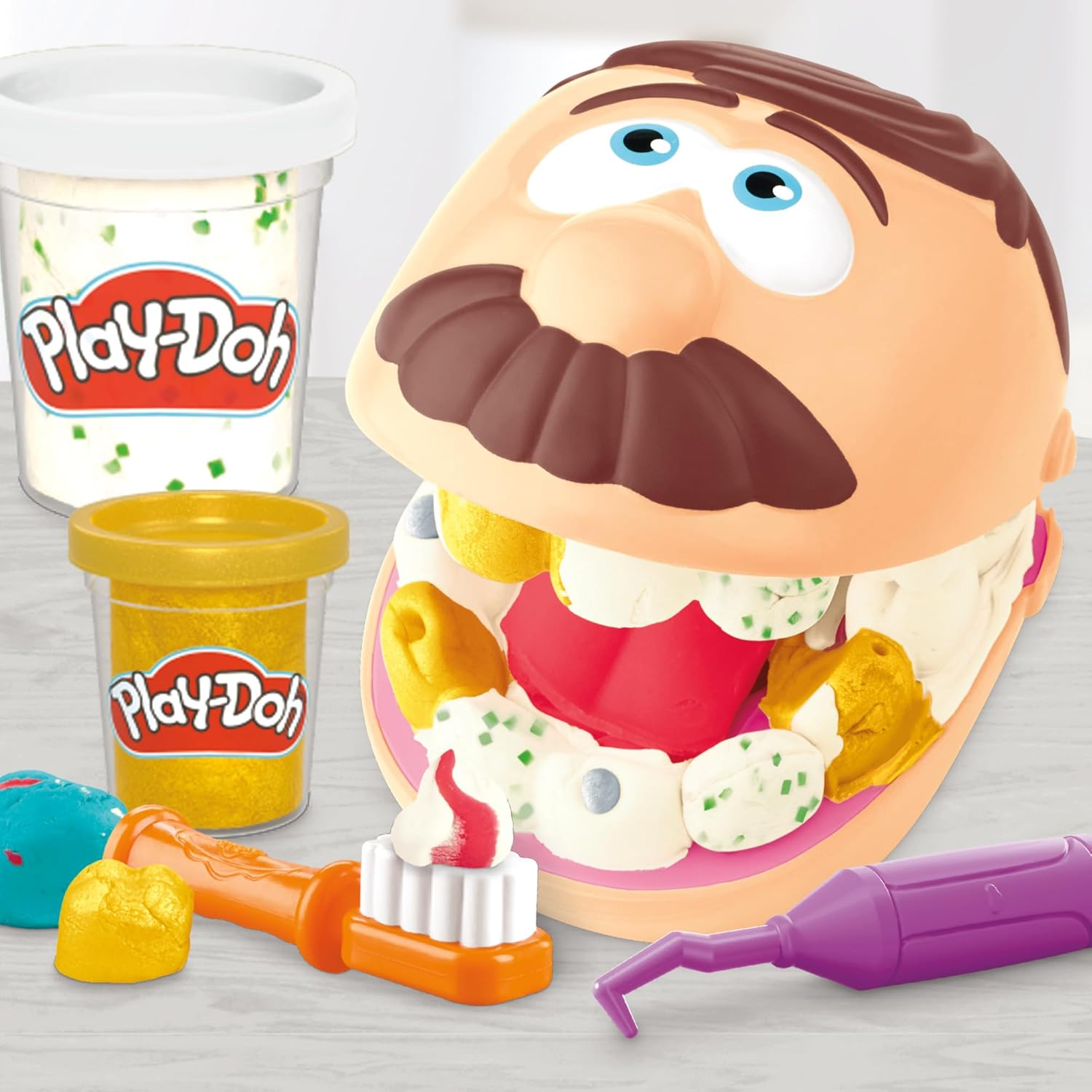 Play-Doh Drill n Fill Dentist Playset Drill Teeth Add Metallic Fillings 3+