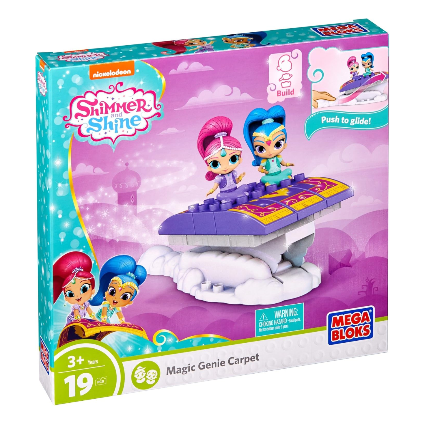 Mega Bloks Shimmer & Shine Magic Genie Carpet Building Set with Figures 19pcs