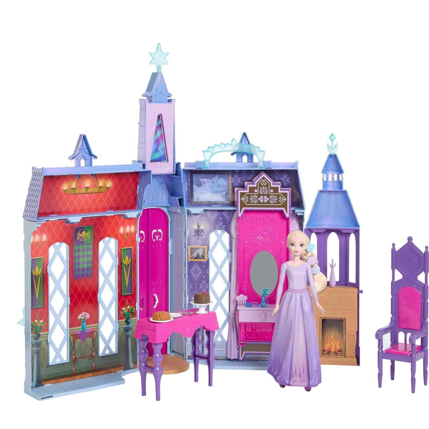 Frozen Arendelle Castle Doll House Elsa Doll 4 Play Areas 15 Accessories