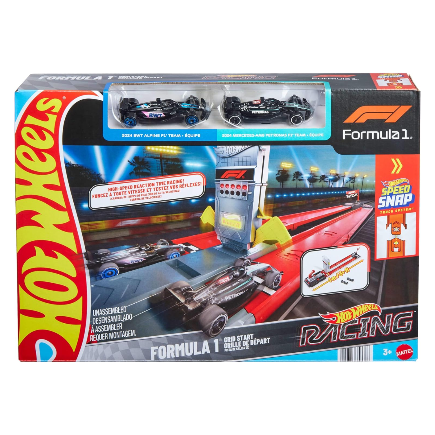 Hot Wheels Racing Formula 1 Track Set Race 2 1:64 Scale With 2 Cars New Toy