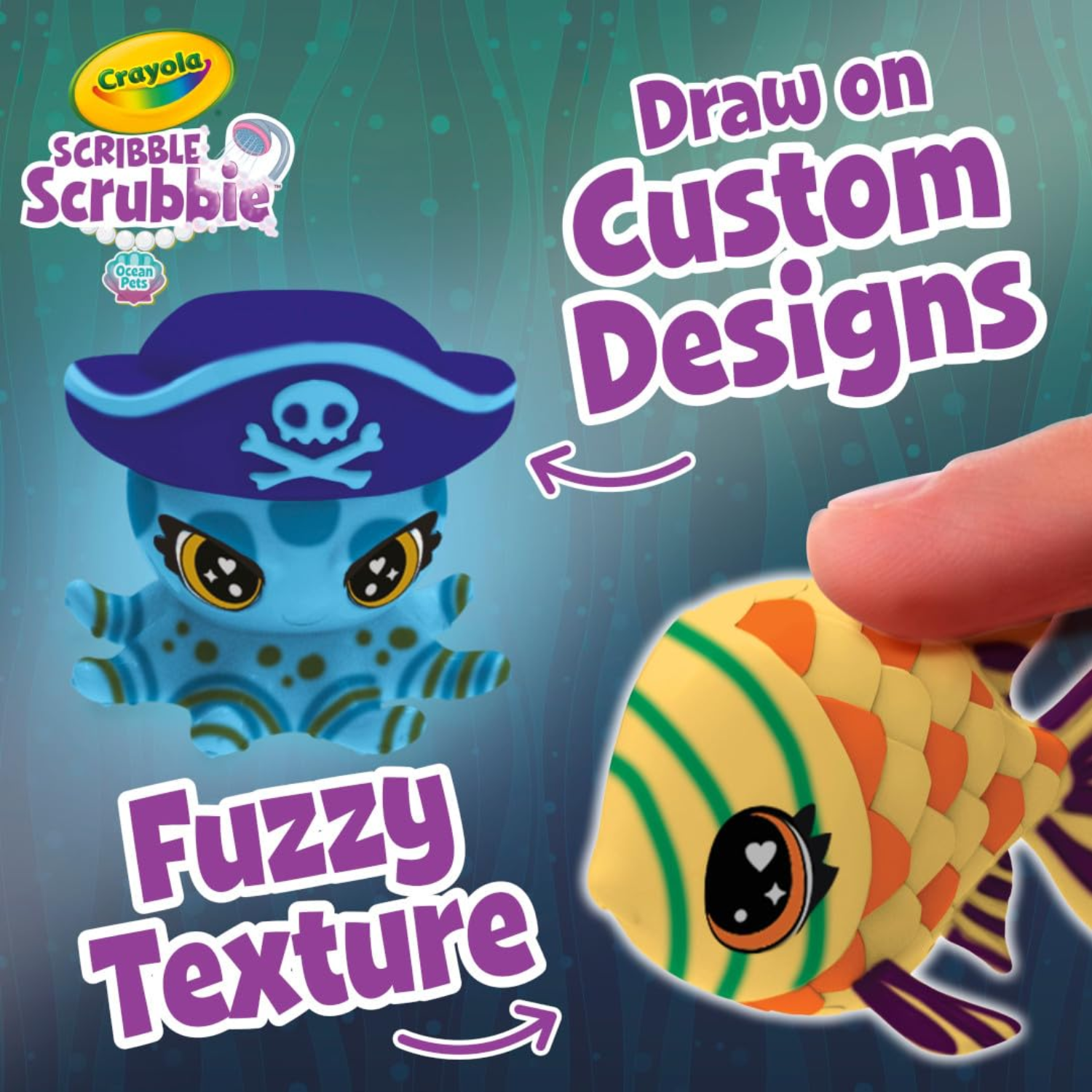 Crayola Scrubbie Glow Lagoon Ocean Pets Playset Washable Markers Ages 3+