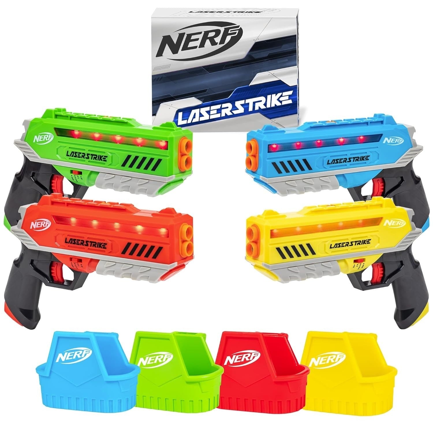 Nerf Laser Strike 4 Player Laser Tag Set Blasters Holsters 300ft Range