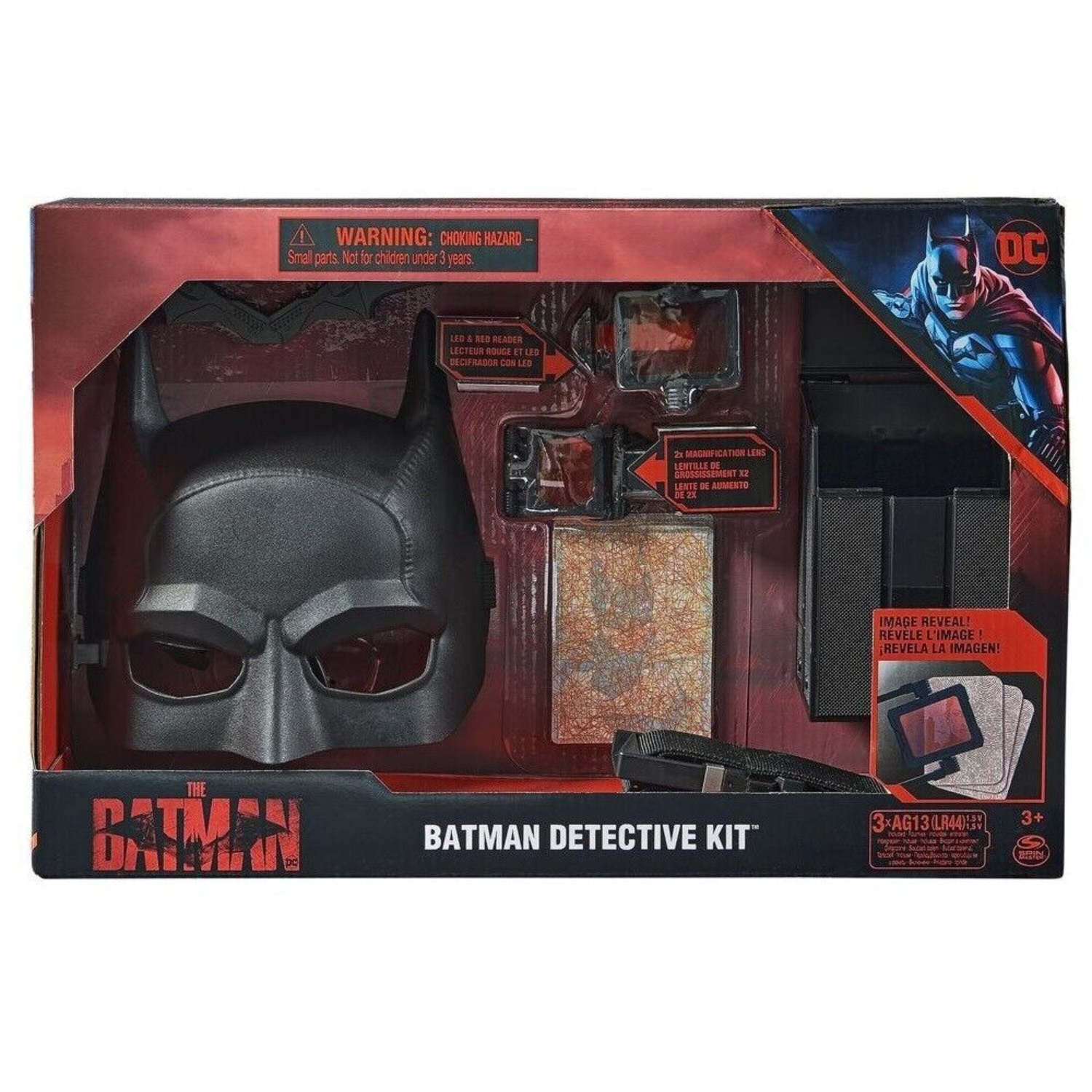 Batman Detective Kit with Mask Belt Case Batarang Red Reveal Lens LED Light Play