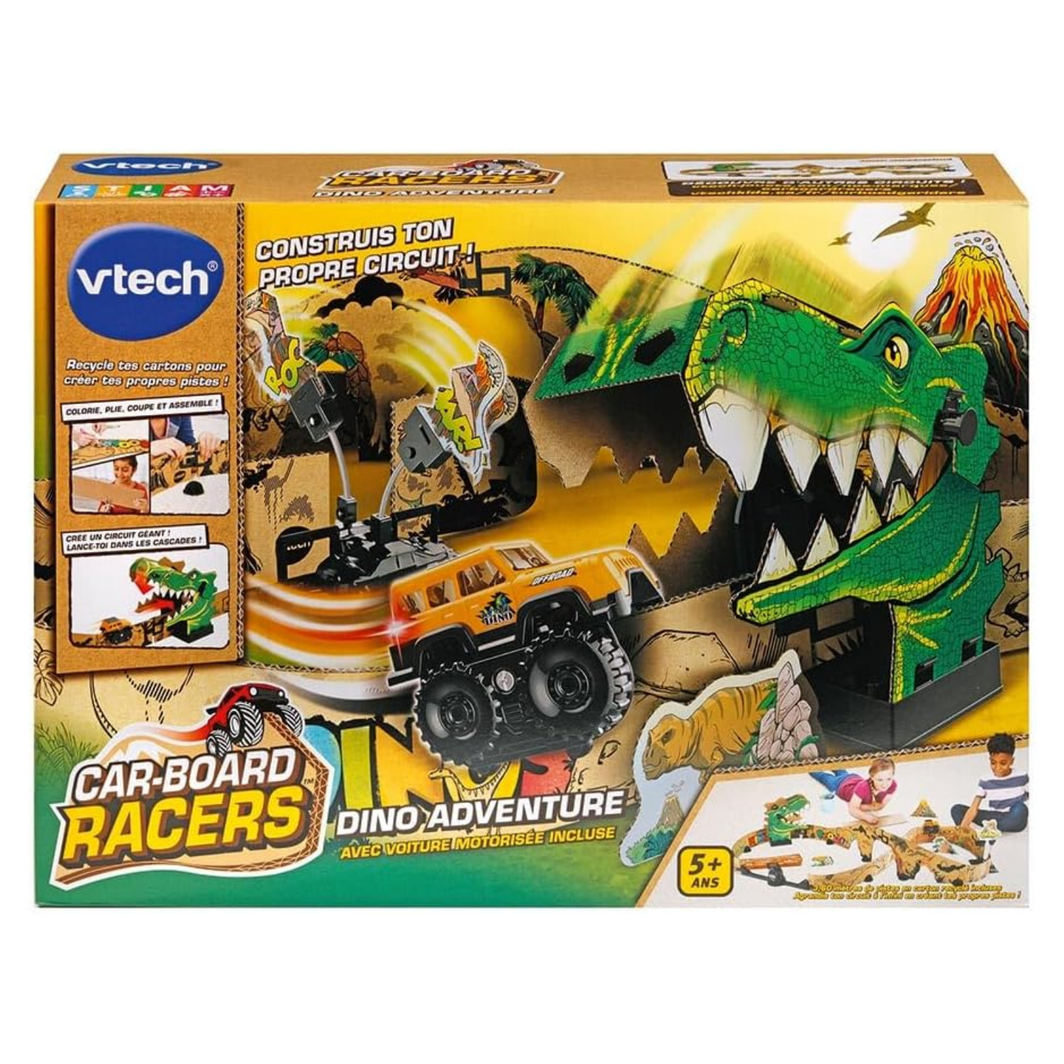 VTech Dino Adventure Track Set with Car Recyclable Cardboard Toy Gift
