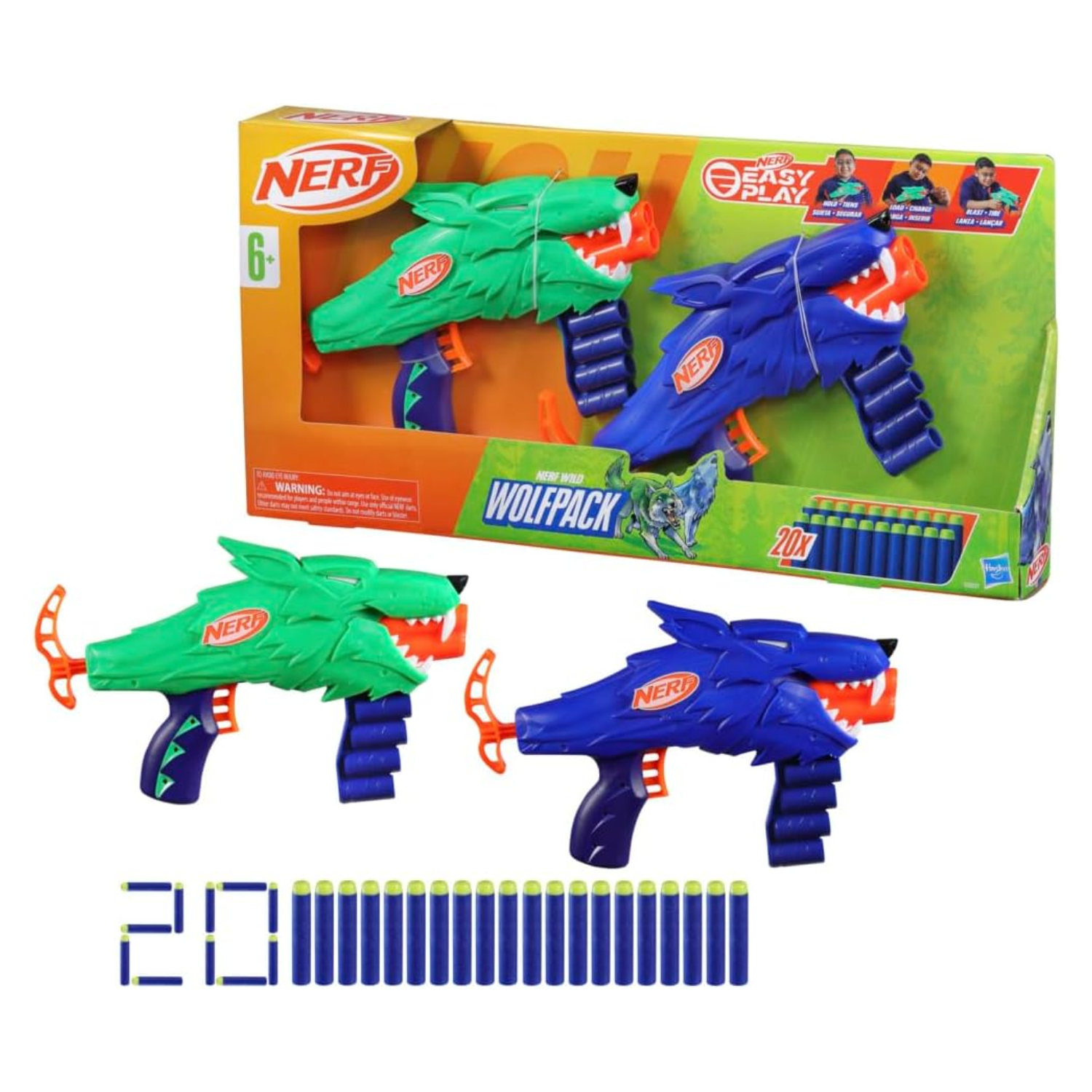 Nerf Wild Wolfpack 2 Pack Blasters Ages 6+ New Toy Play Gift