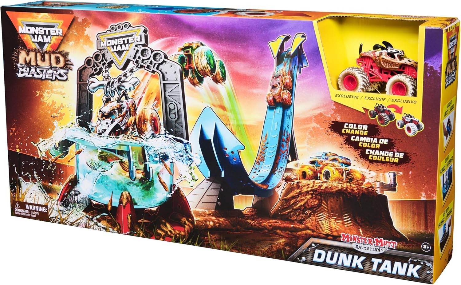 Monster Jam Mud Blasters Monster Mutt Dalmatian Dunk Tank Playset Toy Ages 3+