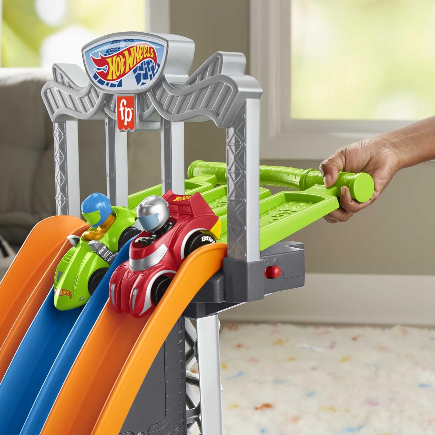 Fisher-Price Little People Hot Wheels Racing Loops Tower Playset Cars