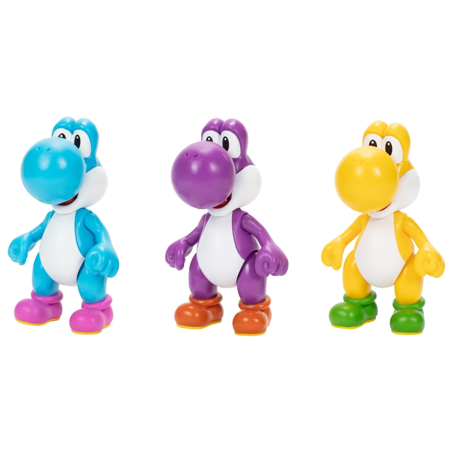 Nintendo Super Mario Yoshi 3-Pack 4-Inch Action Figure Yellow, Purple,Blue Set