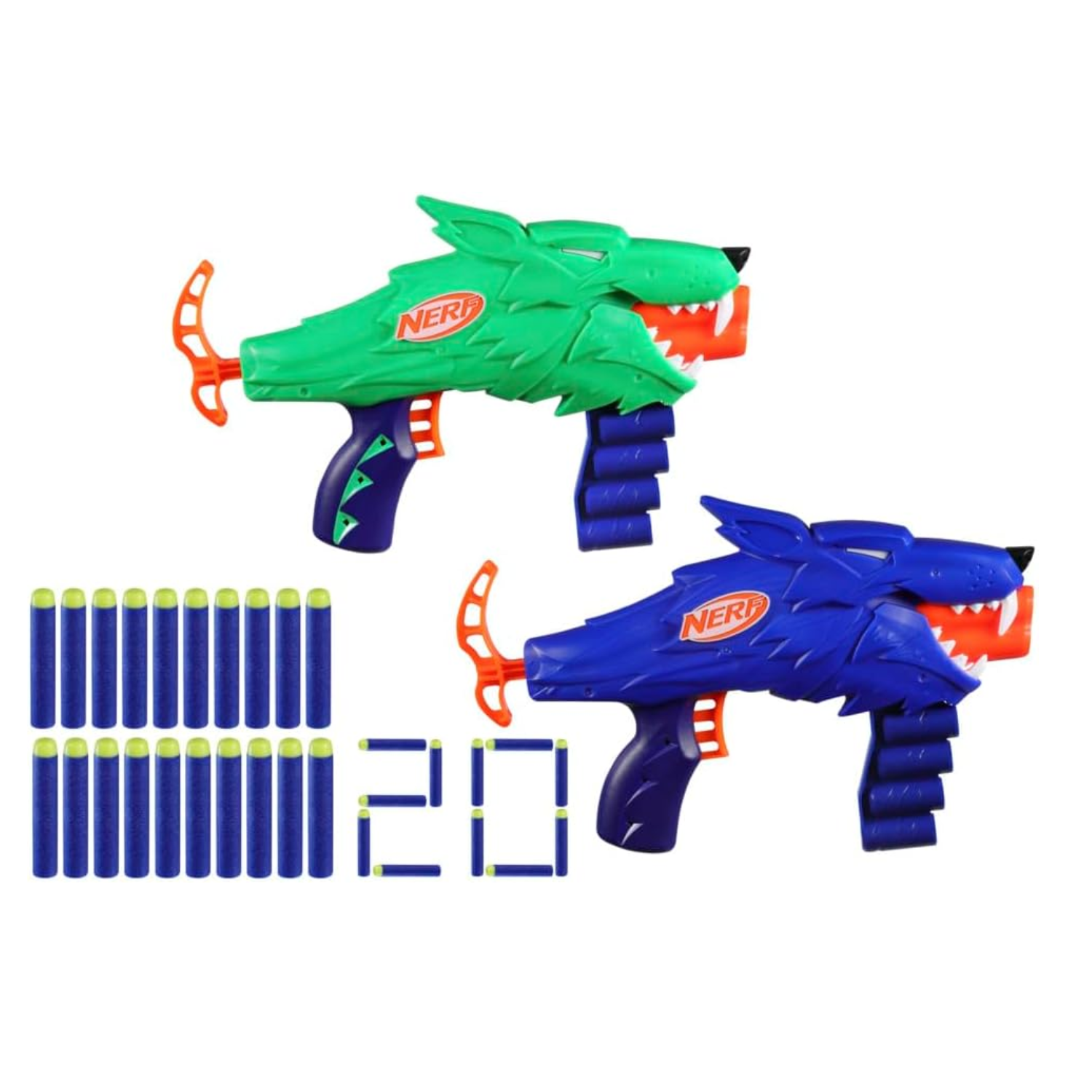 NERF Wild Wolfpack Dual Dart Blaster Set Kids – Easy Load, Lightweight, Ages 6+