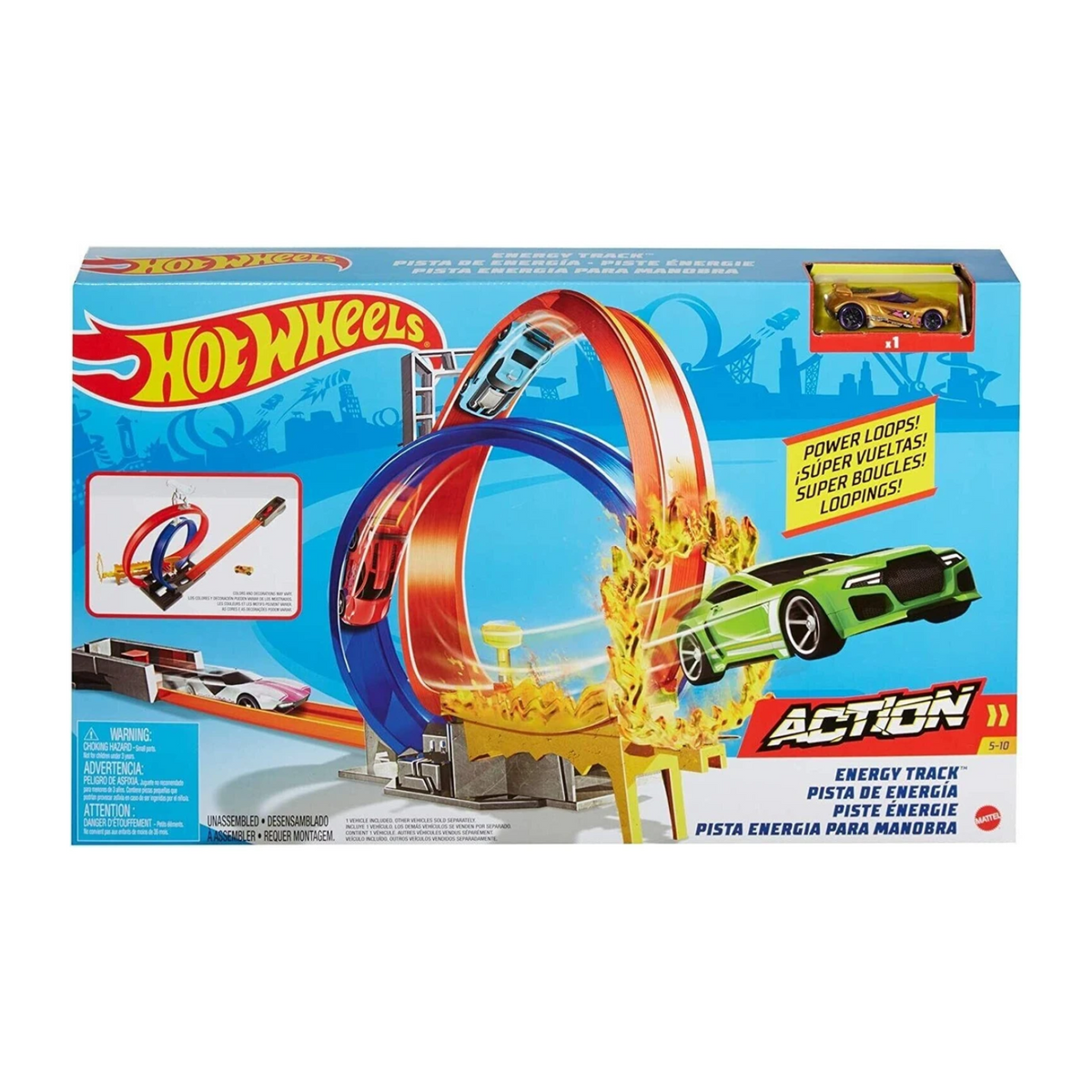 Hot Wheels Energy Track Double Loop Stunt Ring of Fire Ages 5+ New Toy Race Car