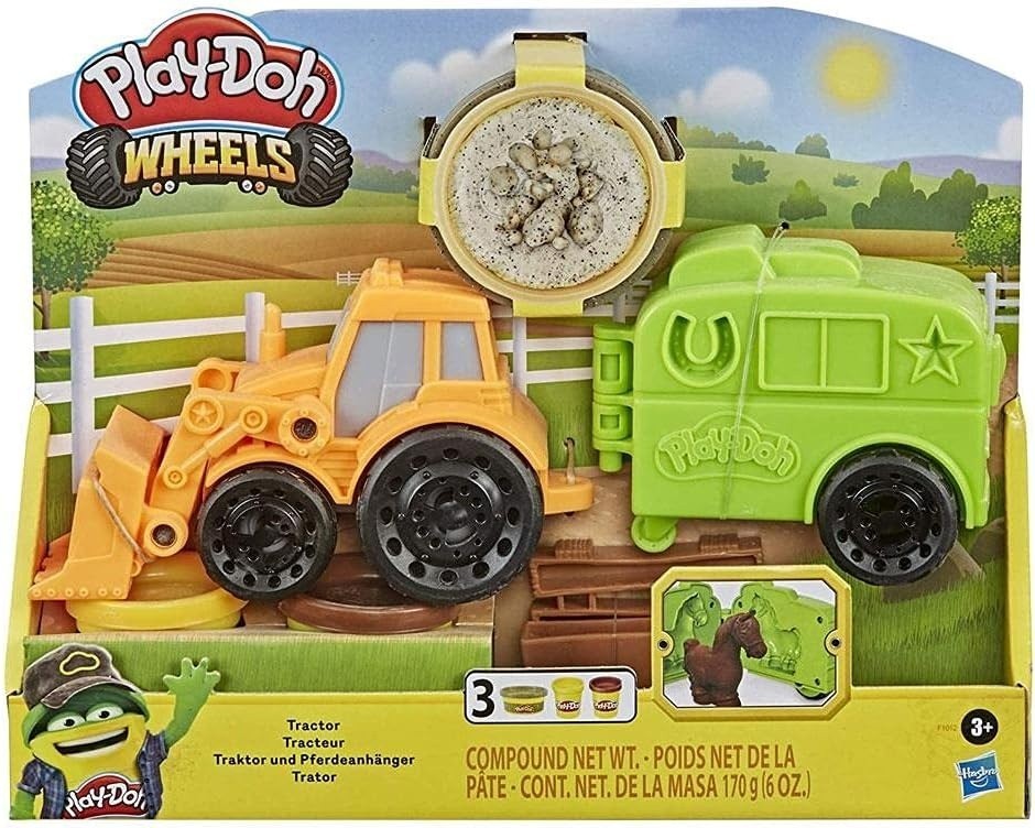 Play-Doh Wheels Tractor Farm Truck with Horse Trailer and 3 tubs Dough New Toy