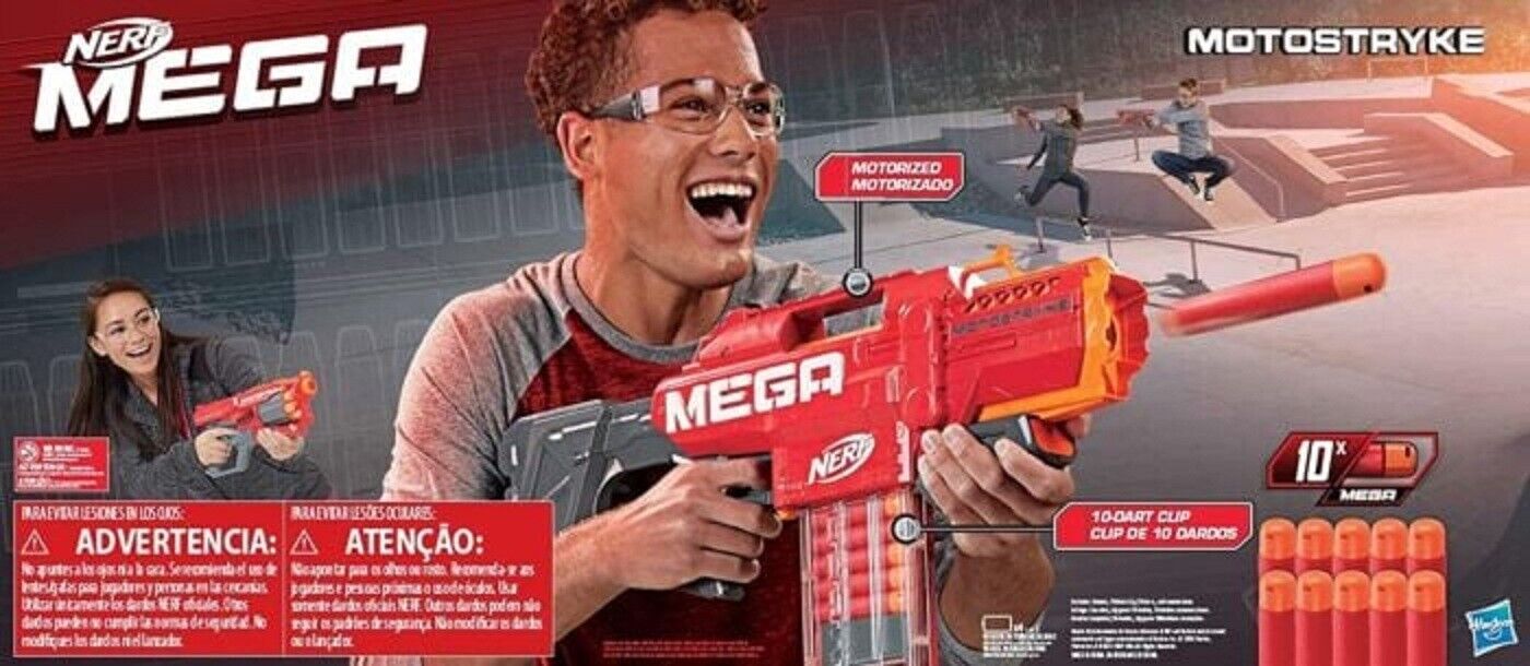 Nerf Motostryke Motorised Blaster Contains Mega 10 Dart Clip New Toy
