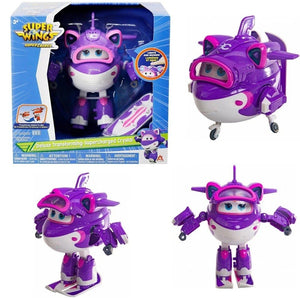 Super Wings Crystal 6 Inch Deluxe Transforming Super Charged Jett Airplane Toy