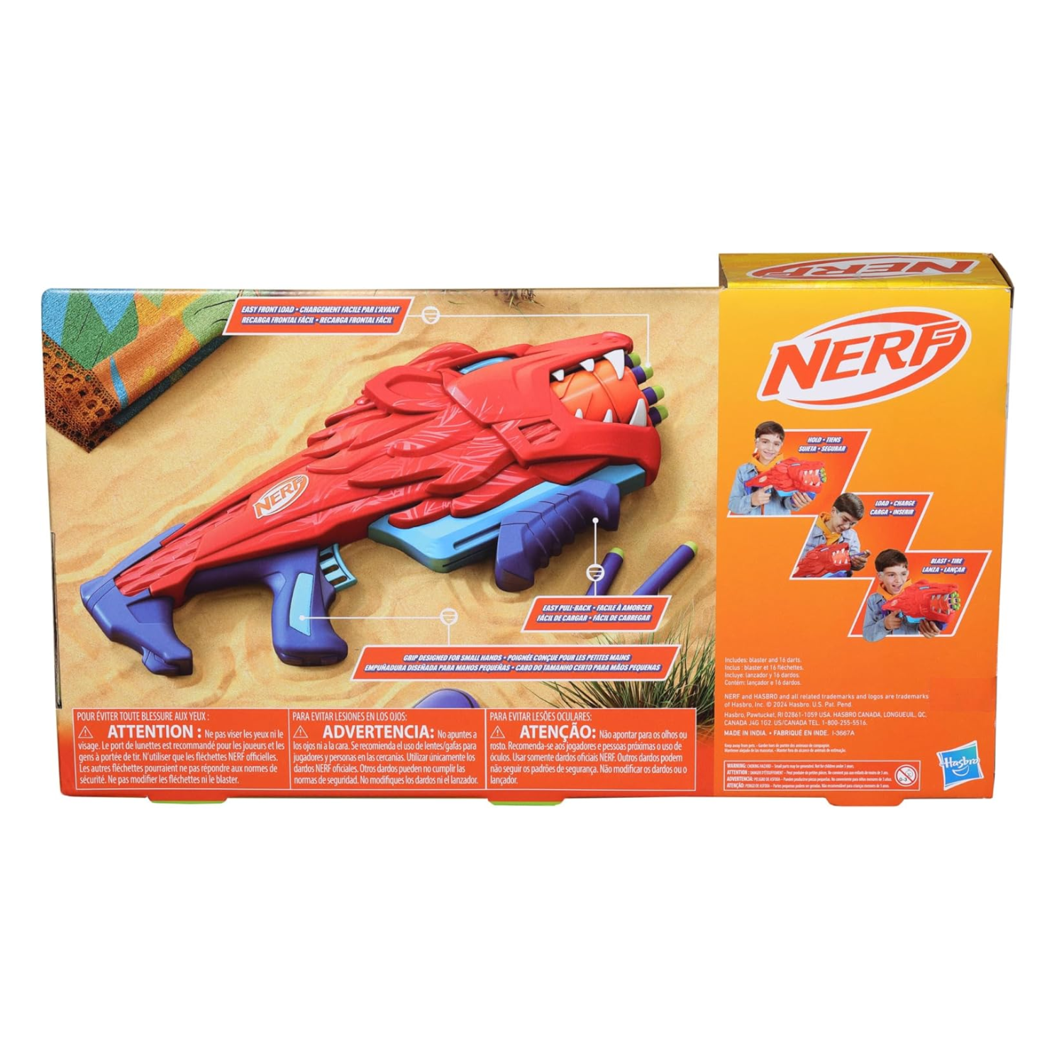 NERF Wild Lionfury Easy Play Dart Blaster Toy Gun Lightweight Kids 6+ Outdoor