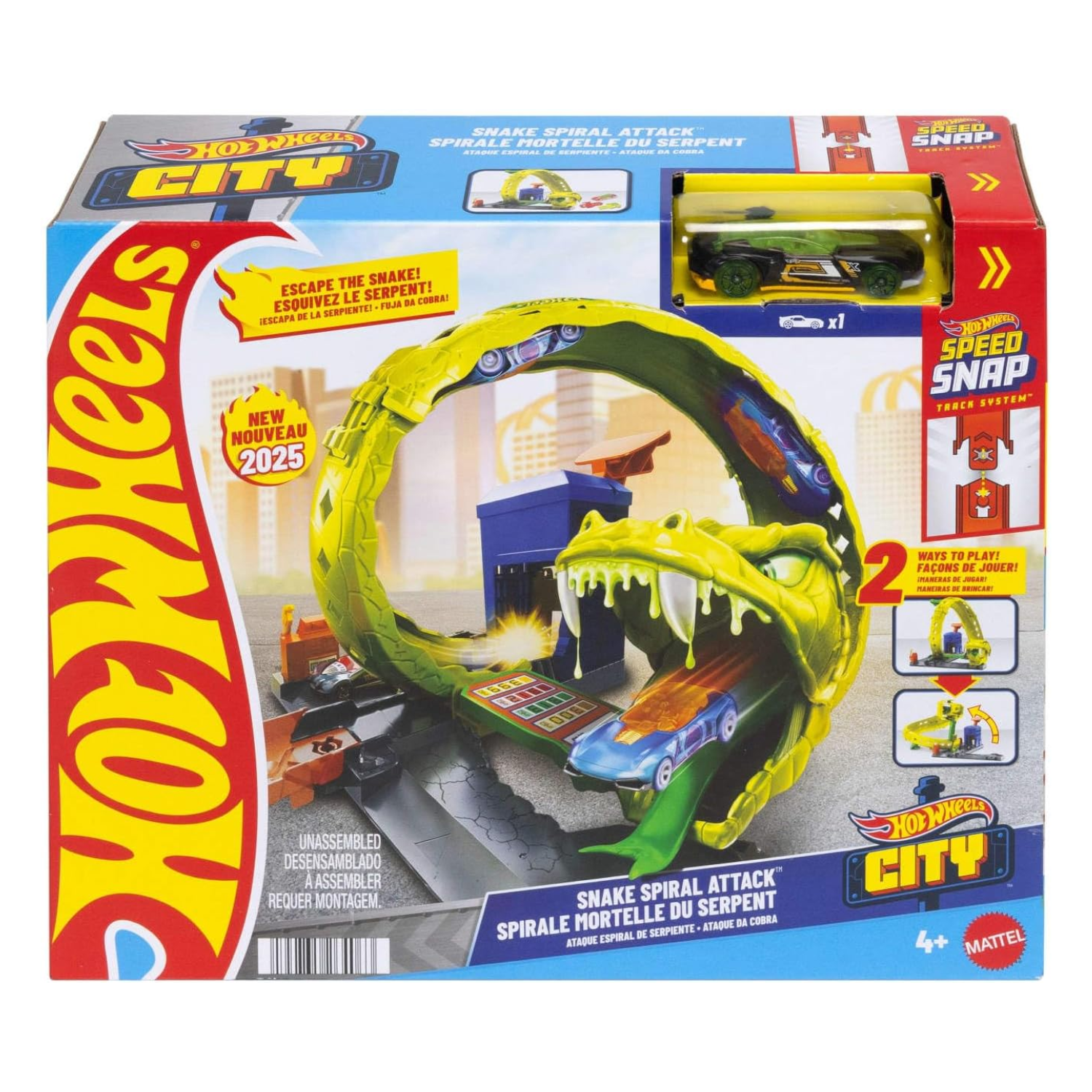 Hot Wheels City Snake Spiral Attack Gas Station New Toy