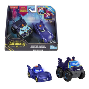Fisher-Price DC Batwheels Light-Up Toy Cars 2-Pack 1:55 Scale Vehicles Kids 3+