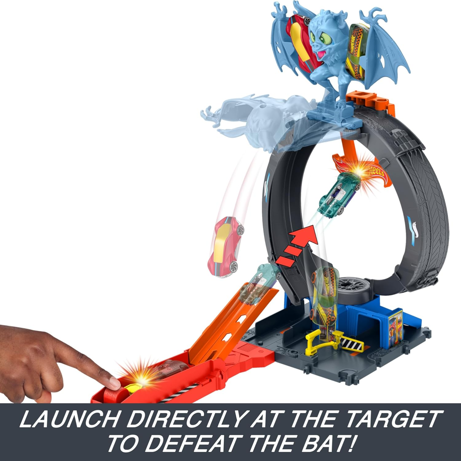 Hot Wheels City Toy Car Track Set Bat Loop Attack New Toy