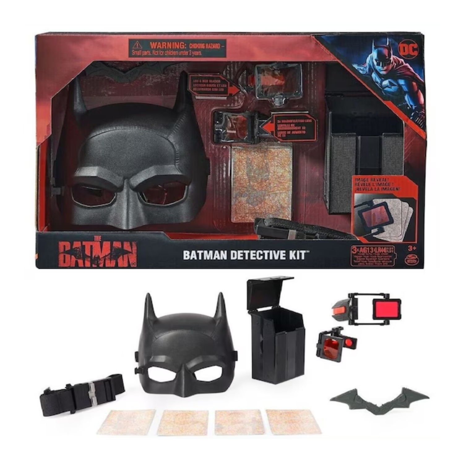 Batman Detective Kit with Mask Belt Case Batarang Red Reveal Lens LED Light Play