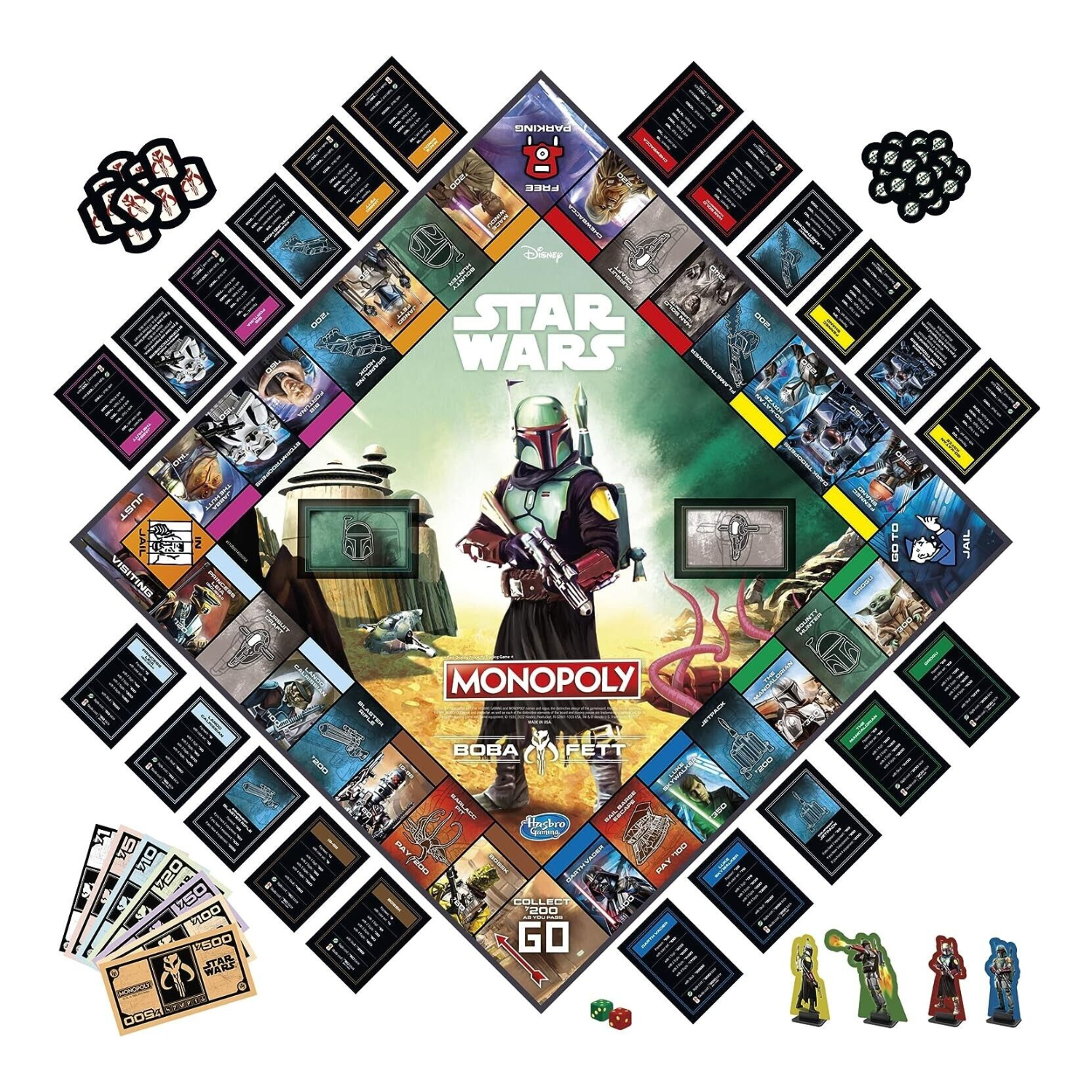 Monopoly Star Wars Boba Fett Edition Board Game 2-4 Players Movie Mandalorian
