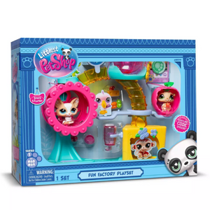 Littlest Pet Shop Fun Factory Playground Playset with Pets Accessories Ages 4+