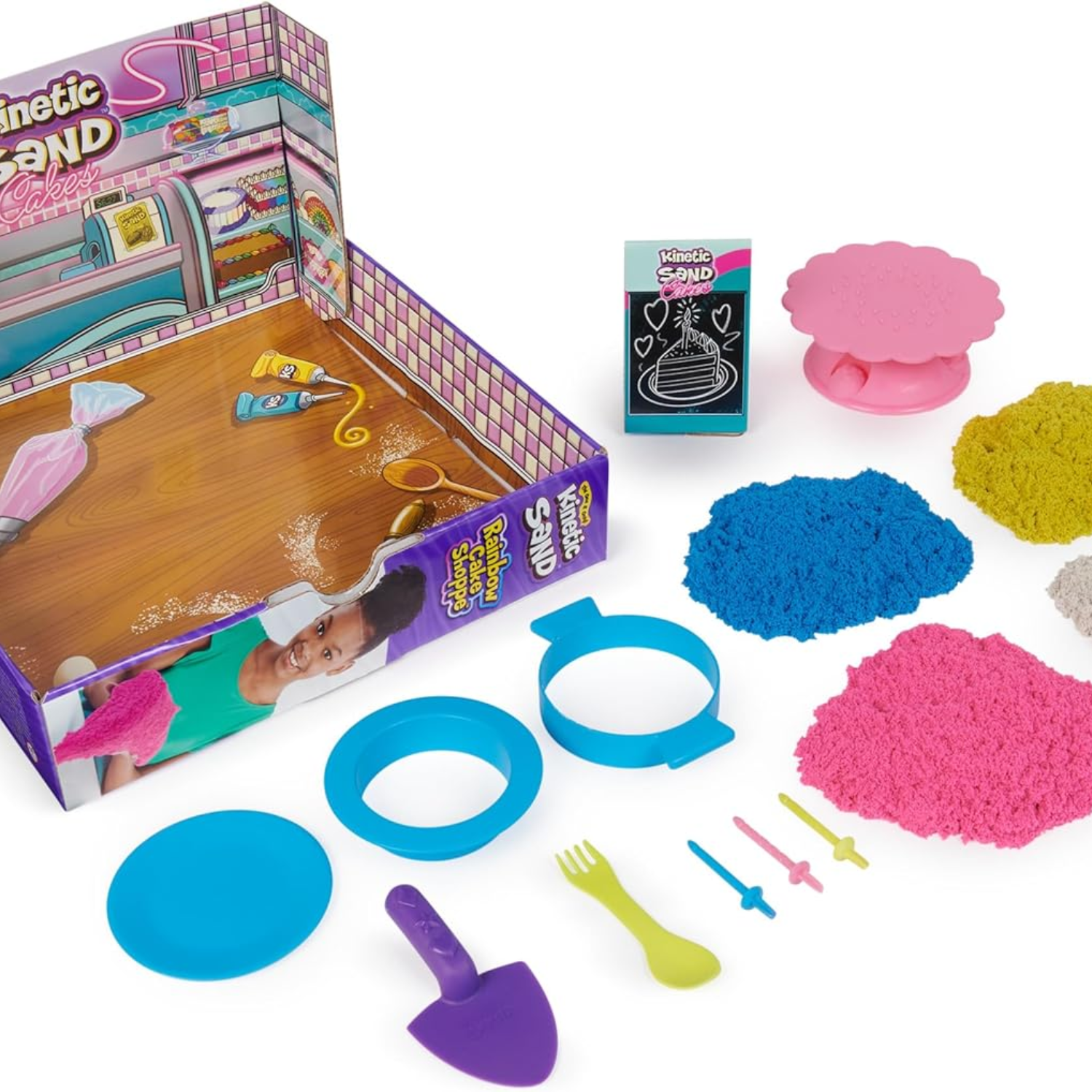 Kinetic Sand Rainbow Cake Shoppe Playset with Tools Sensory Toy for Kids Age 5+