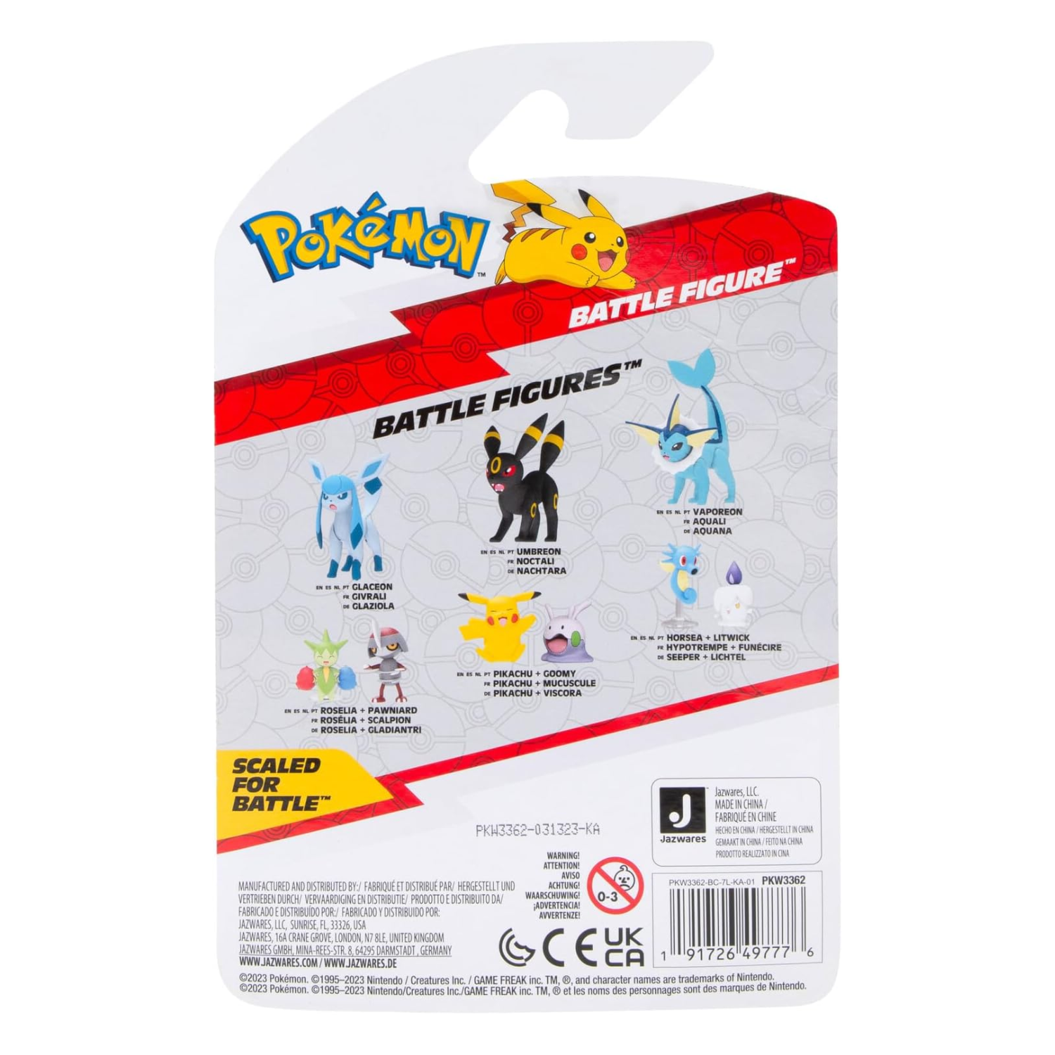 Pokemon Battle Figure Glaceon 3-Inch Articulated Toy for Kids Ages 4+