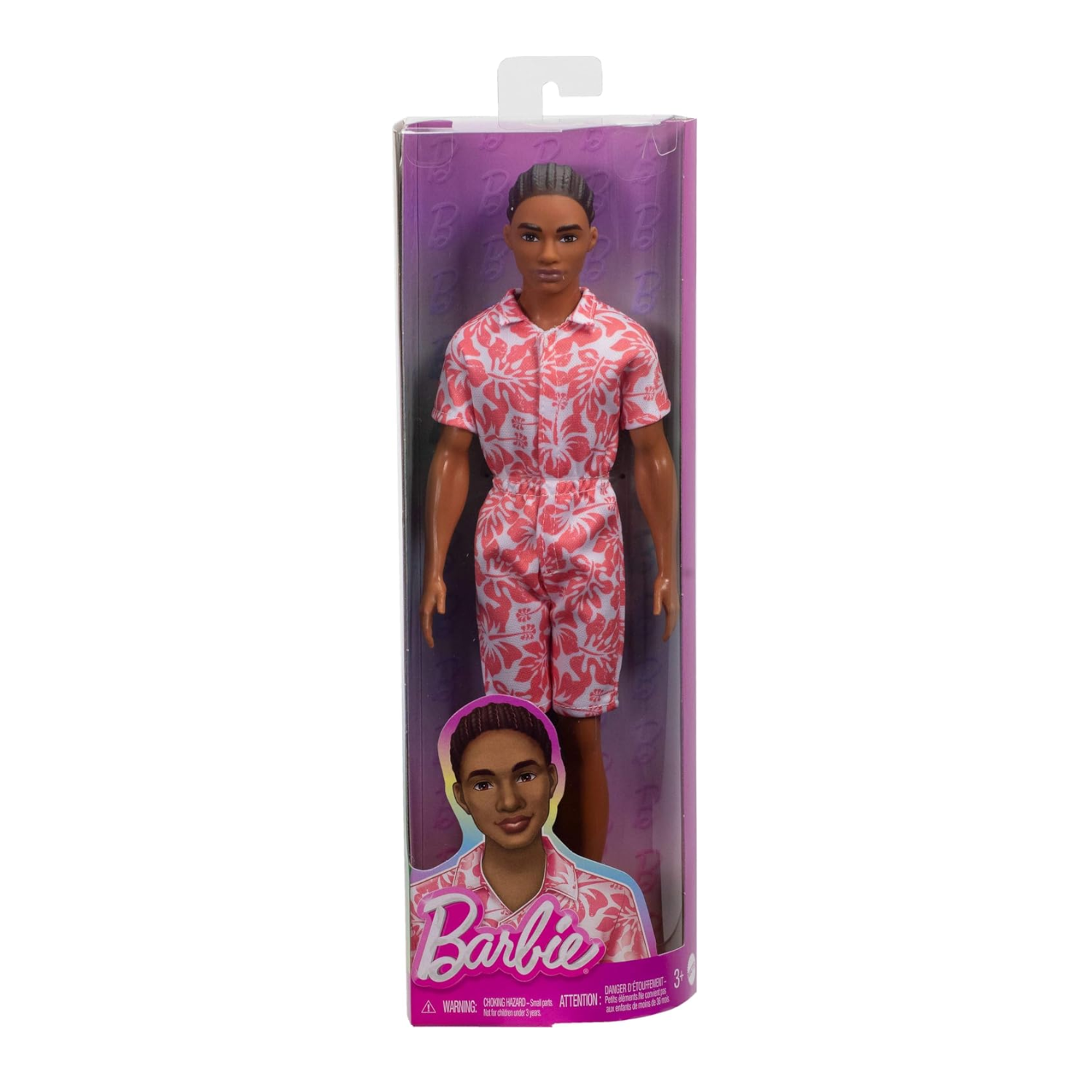 Fashionistas Ken Doll #235 Braided Hair Coral Jumpsuit Green Sandals Toy Ages 3+
