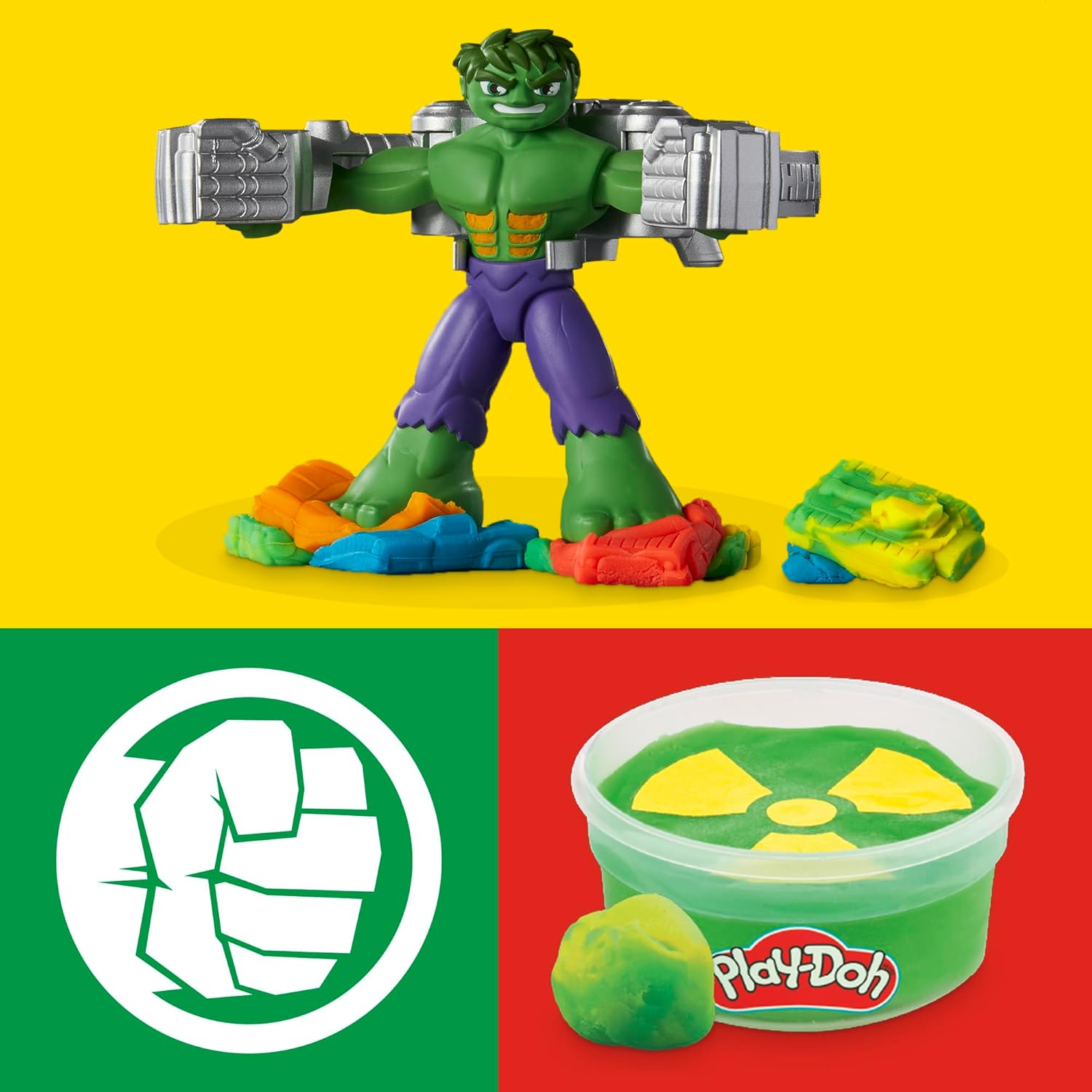 Play-Doh Marvel Hulk Smash Squish Playset Bendy Figure Smash Trucks Ages 4 Plus