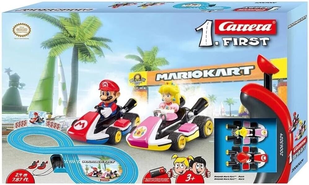 Carrera First  Mario Kart Slot Car Set  (Mario/Peach) Race Play Ages 3+ New Toy