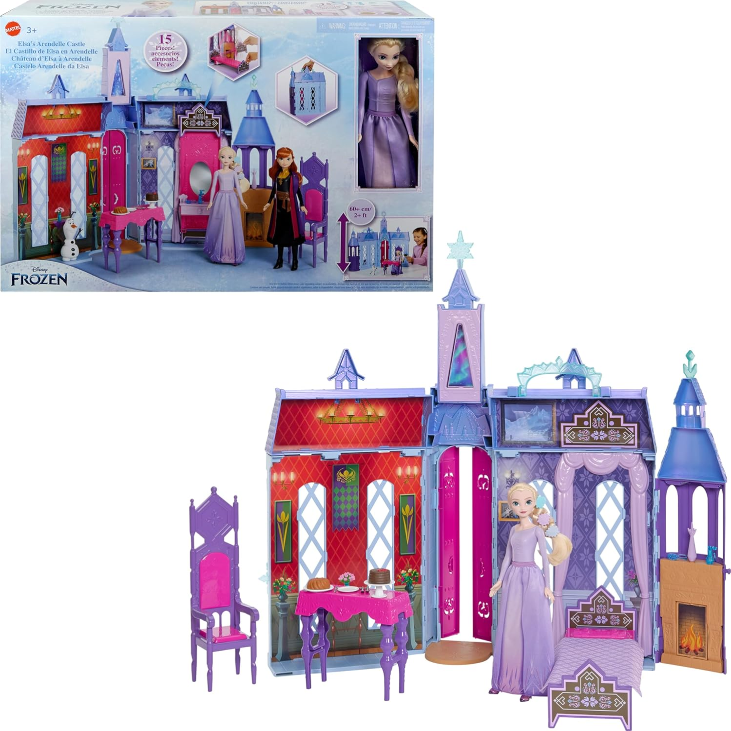 Frozen Arendelle Castle Doll House Elsa Doll 4 Play Areas 15 Accessories