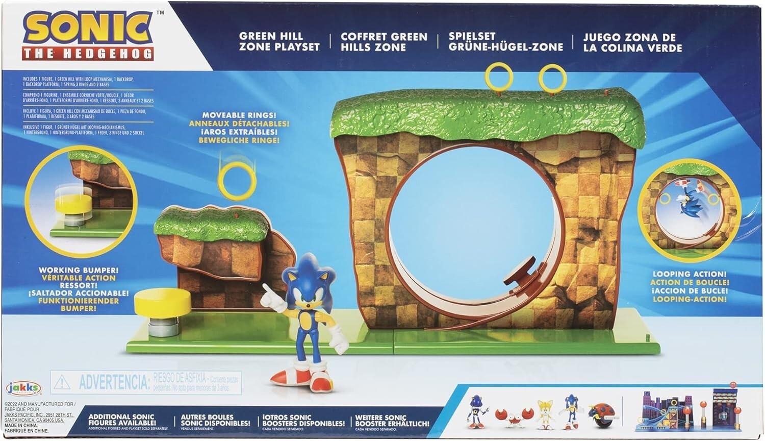 Sonic Hedgehog Green Hill Zone Playset Ages 3+ New Toy Video Game Play