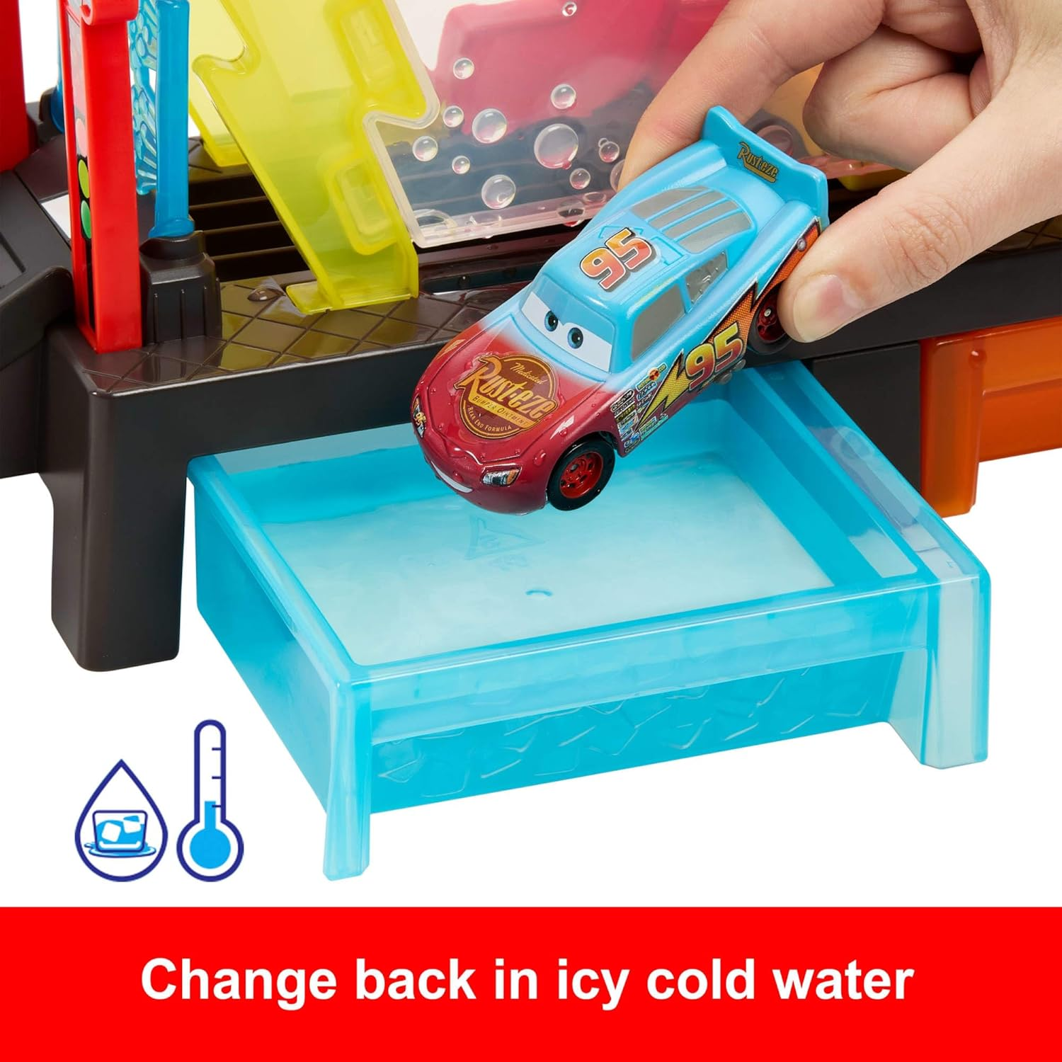 Pixar Cars Lightning McQueen Color Changers Car Wash Set Race Ready 3+