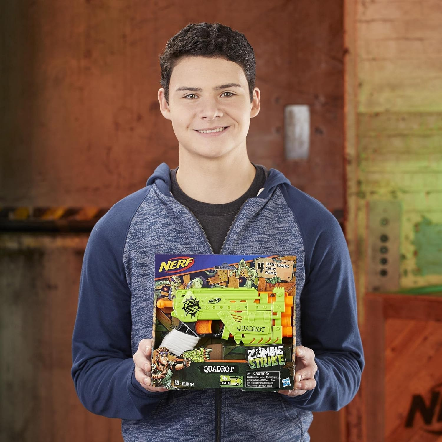 Nerf Zombie Strike Quadrot Blaster Set with 4 Darts Compact 4-Shot Foam Gun Toy
