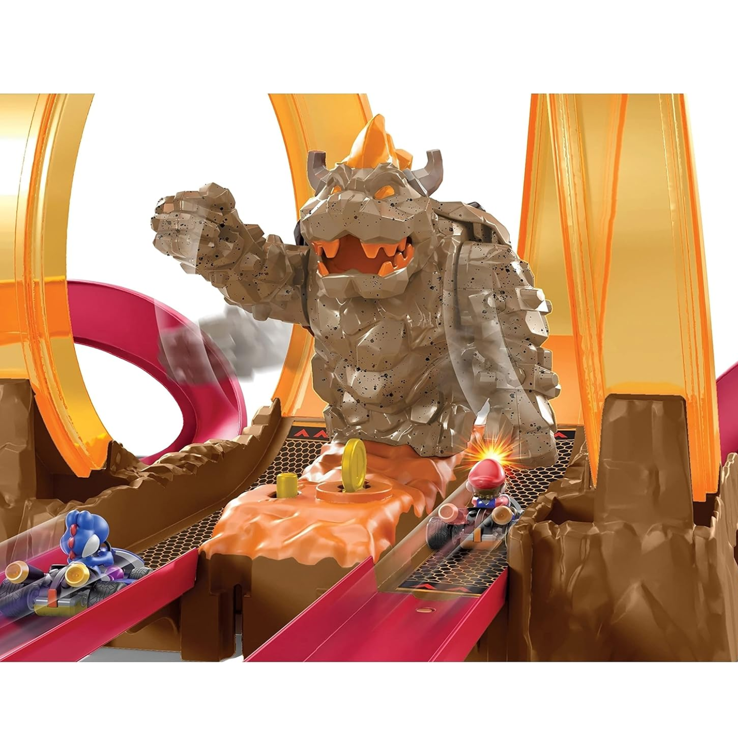Hot Wheels Mario Kart Bowsers Castle Chaos Modular Track with Figure Racing Play