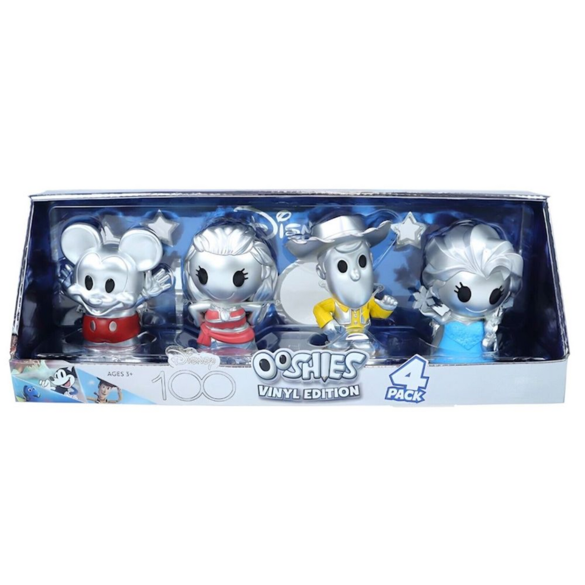 Disney Ooshies Vinyl Edition 4 Pack Mickey Mouse Woody Moana Elsa Figure New Toy