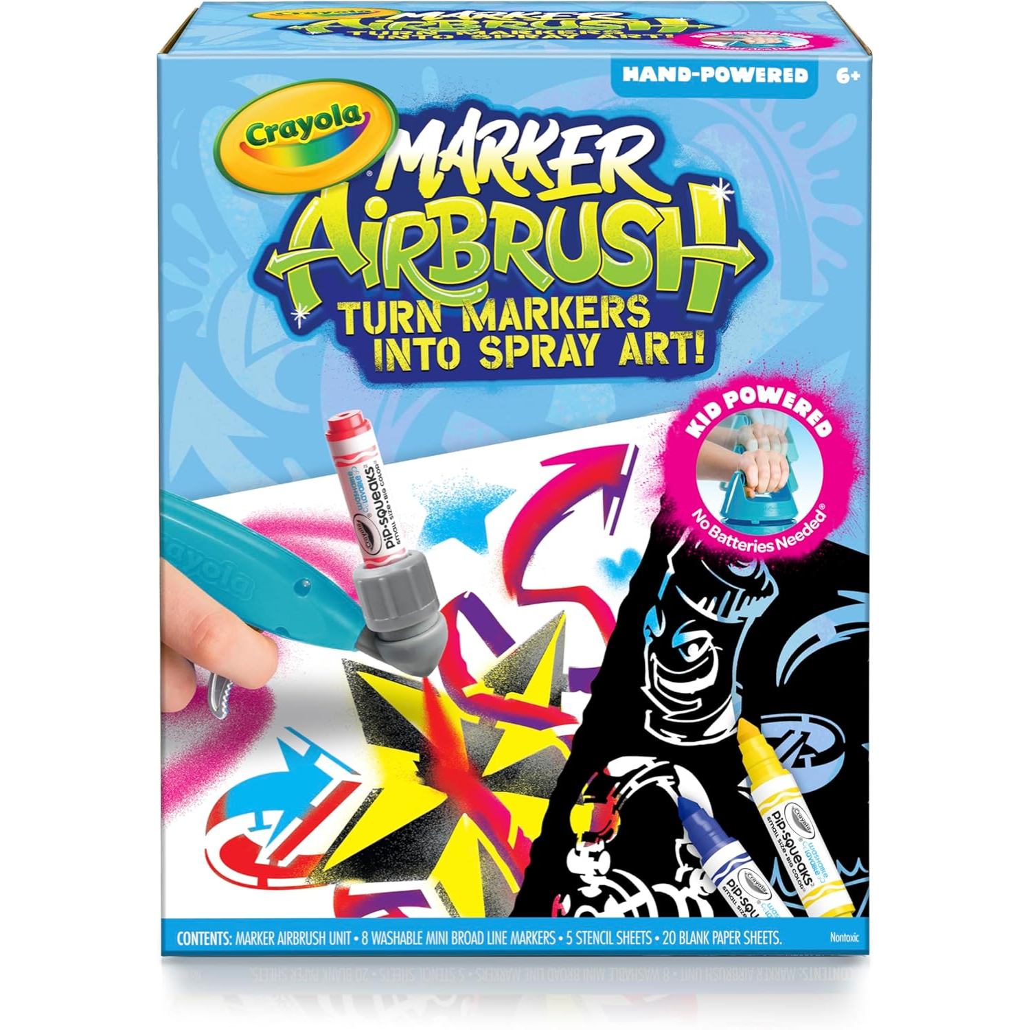 Crayola Marker Airbrush Kit Creative Art Set with Washable Markers Kids Toy Ages