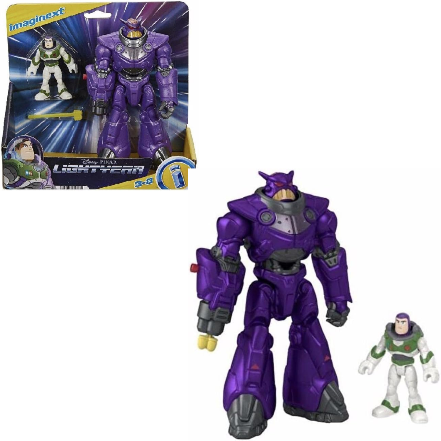 Imaginext Buzz Lightyear Battle Blast Zurg Space Robot Figure Set Kids Toy 3+