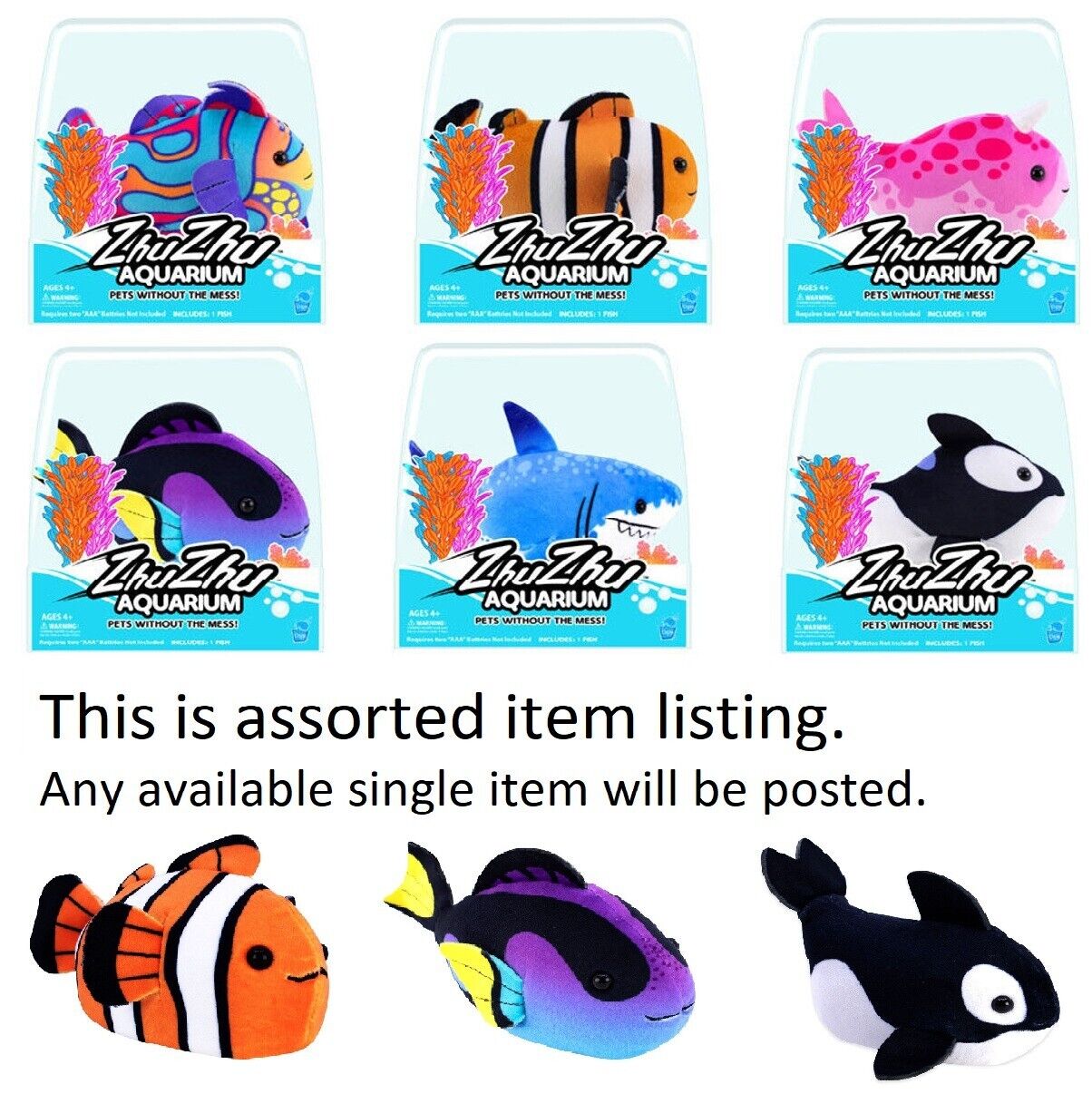 ZhuZhu Aquarium Motorized Fish Toy Assorted No Water No Mess Just Like Real Pet