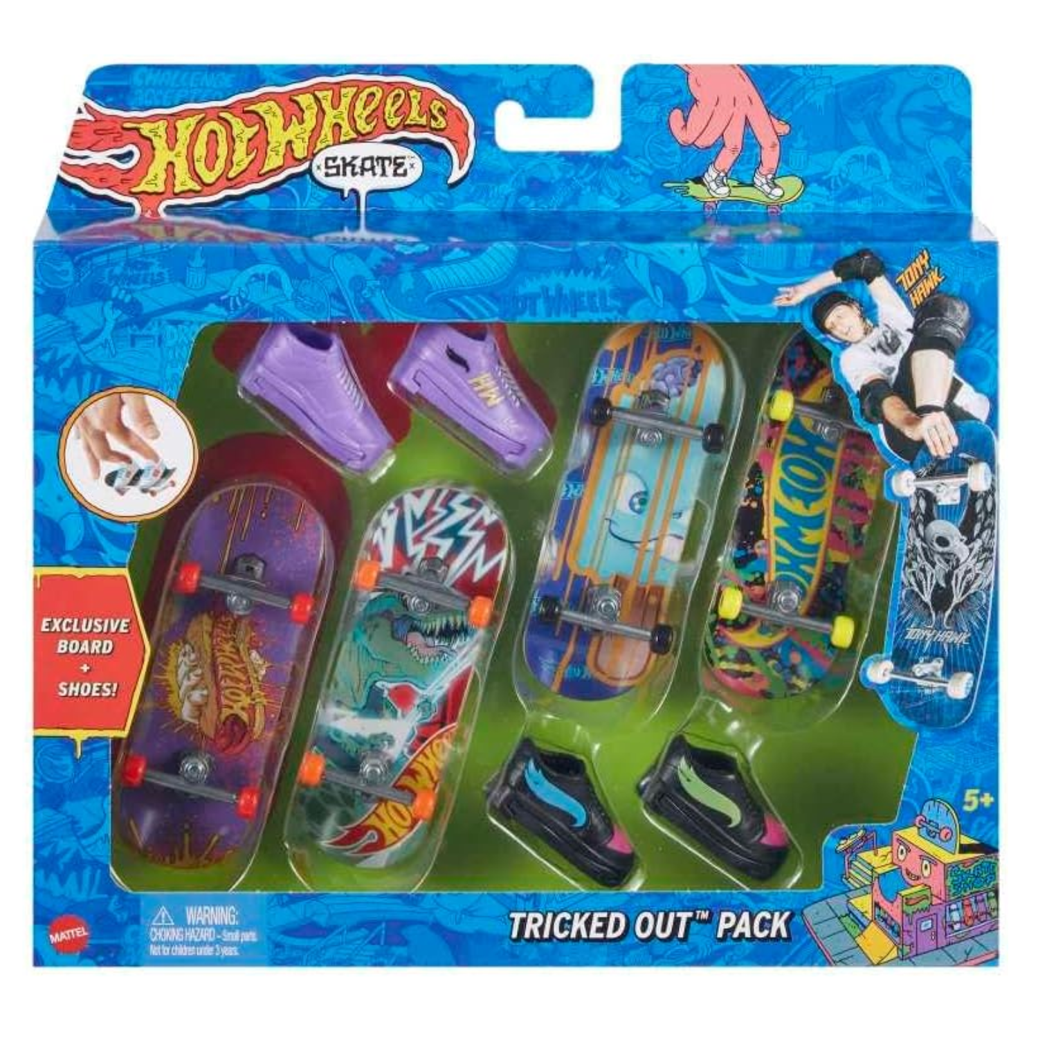 Hot Wheels Skate Tricked Out Fingerboard Pack Exclusive Board Shoes Stunt Play