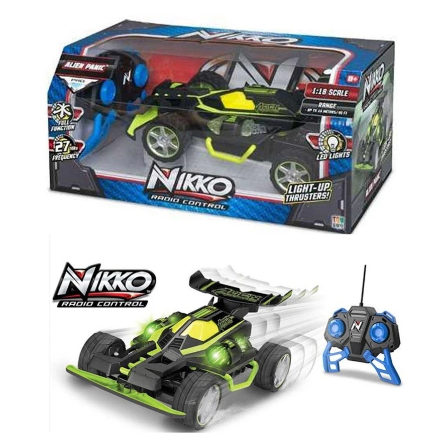 Nikko Sports Light up thursters 1:18 scale Alien Panic Remote Control Car Buggy