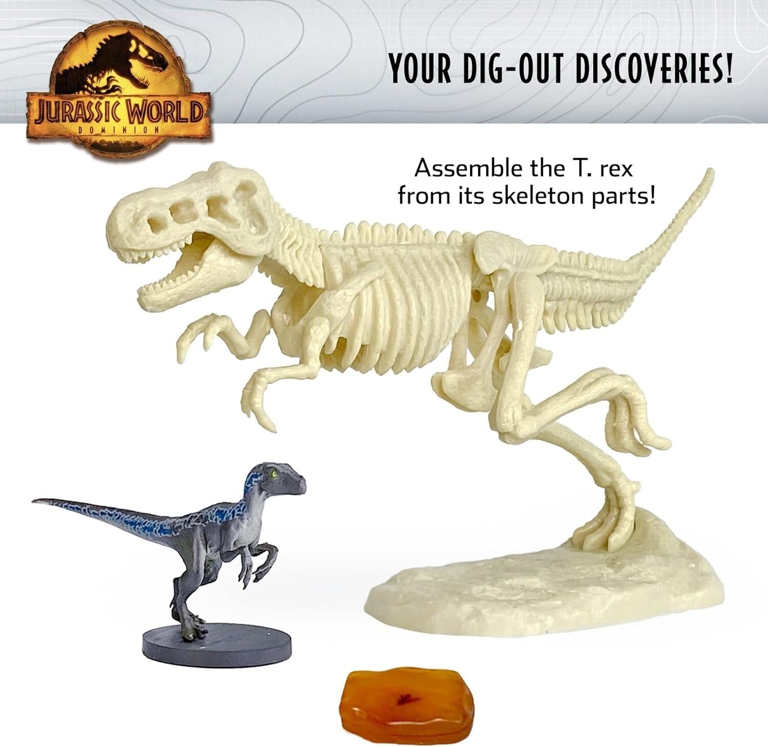 Jurassic World Dominion Dinosaur Dig Blue T-Rex & Amber STEM Excavation Kit Tool