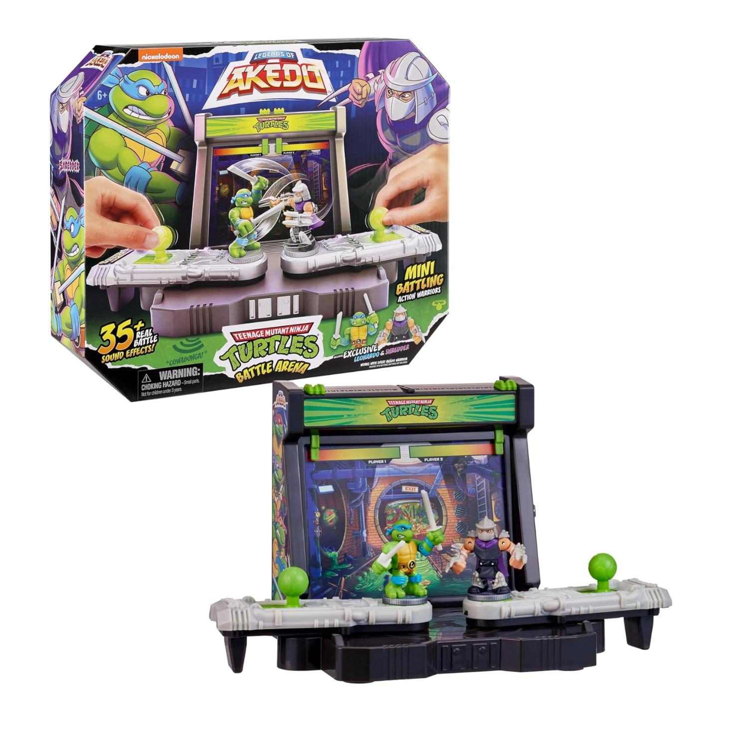 Akedo Legends TMNT Battle Arena Mini Warriors Leonardo Shredder Sound Action Toy