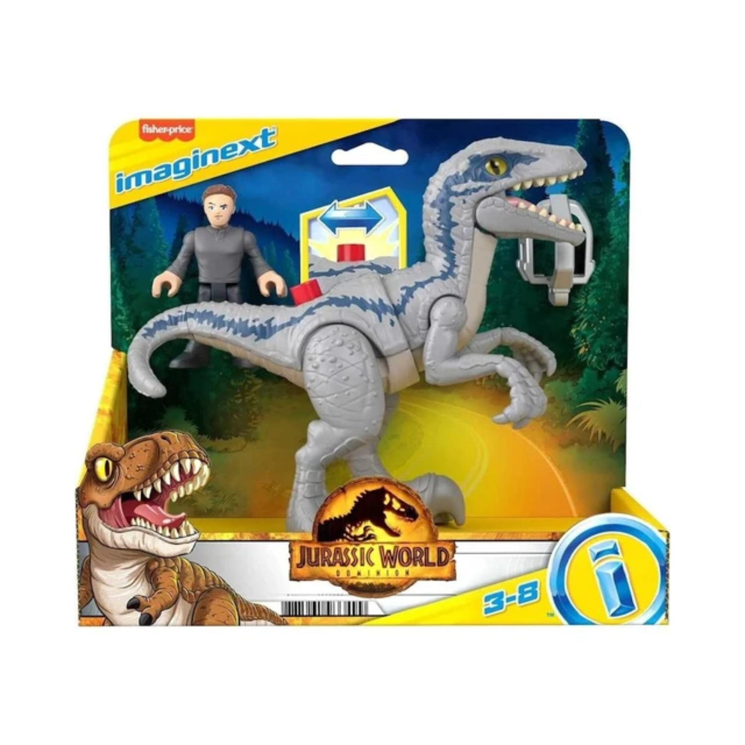 Jurassic Adventure Thrashing Dinosaur Blue and Owen Explorer Action Figure Set