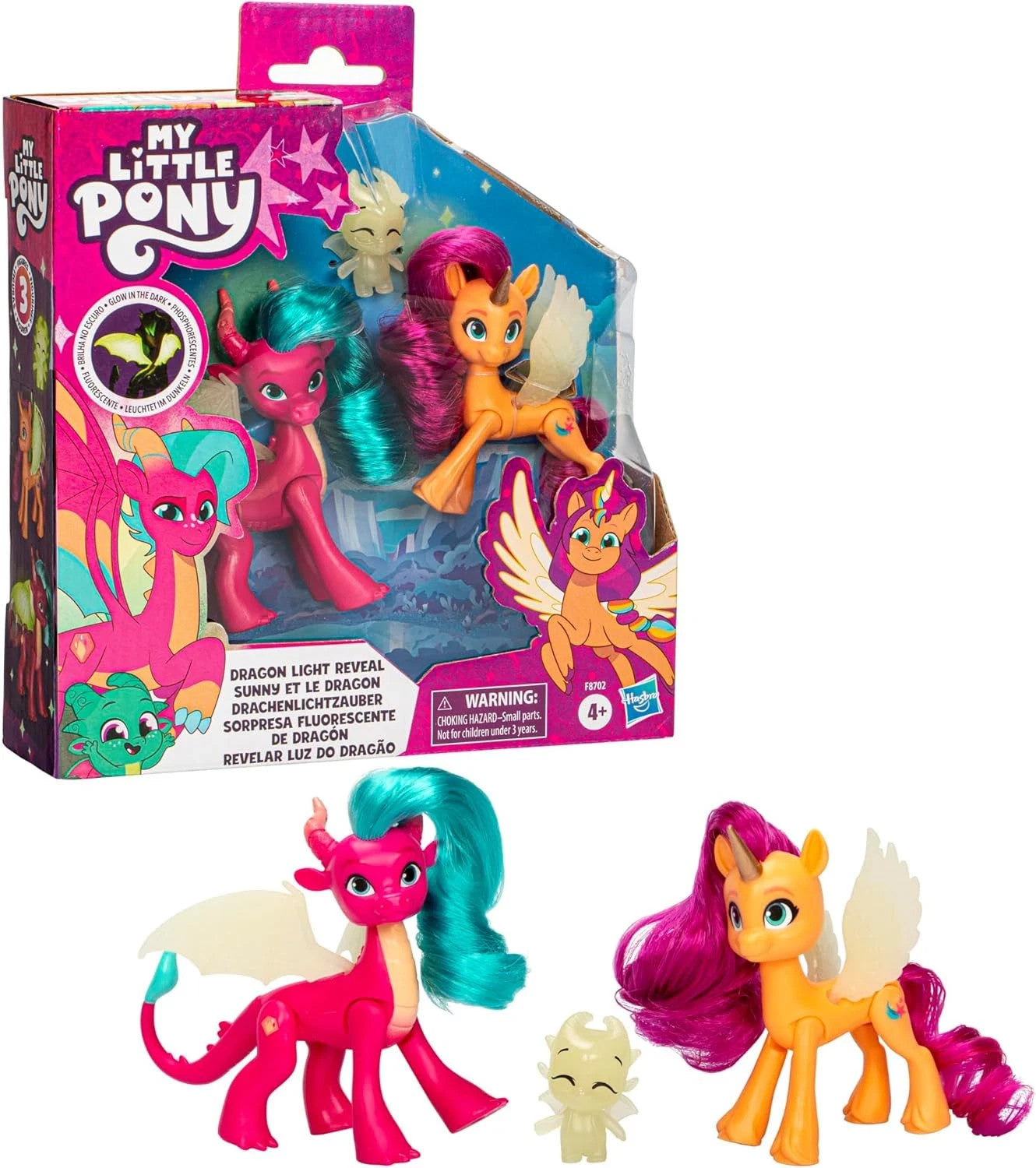 My Little Pony Dragon Light Reveal Glow in Dark Figures 3-Pack Toys Ages 4+