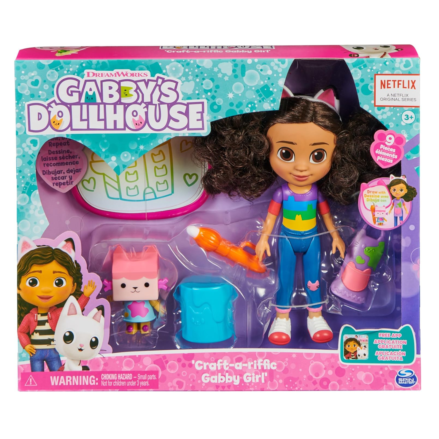 Gabby’s Dollhouse Deluxe Craft Doll Set with Water Pad & Baby Box Cat Toy 3+