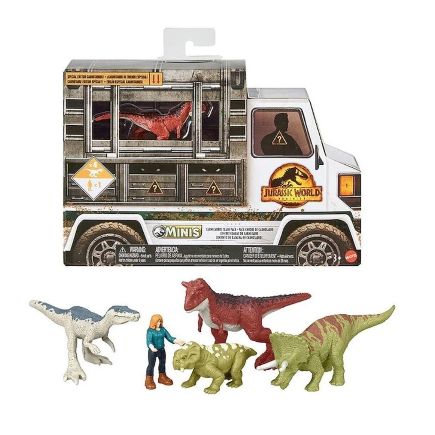 Jurassic World Minis Pack 2 Dominion Carnotaurus Clash & Cargo Figures Age 5+