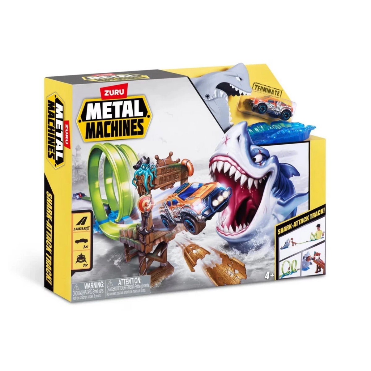 Zuru Metal Machines Shark Attack Track With Mini Race Car New Toy