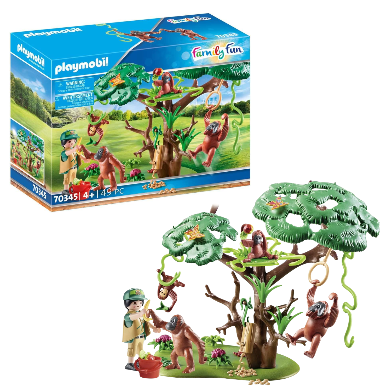 Playmobil Orangutans with Tree Zoo Play Set Swinging Animals Figures Fun Actions