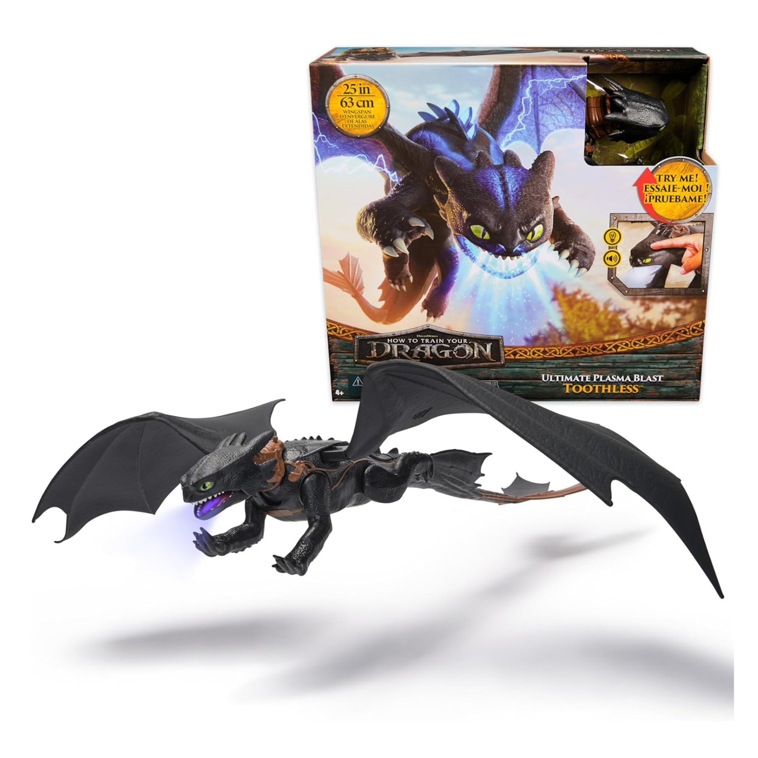 Dreamworks Dragons Ultimate Toothless Figure With Lights Sounds Wing Action 4+