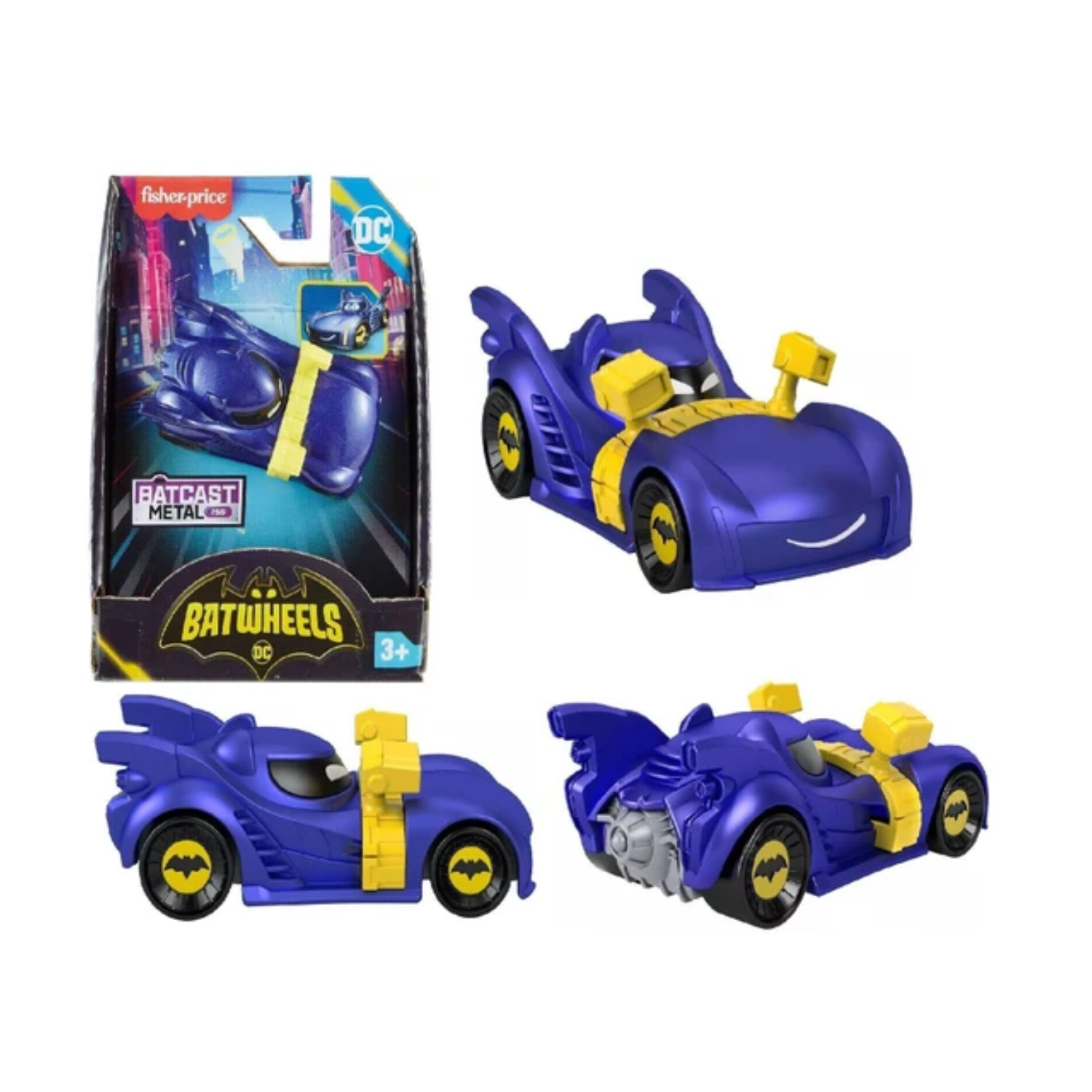 Fisher-Price DC Batwheels Metal Diecast 1:55 Bam Batmobile With Utility Cars Bat